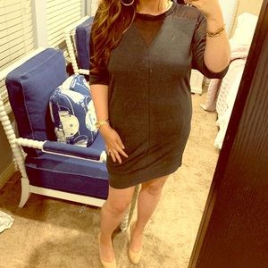 RACHEL Rachel Roy Grey Dress w/ Black Mesh Detail